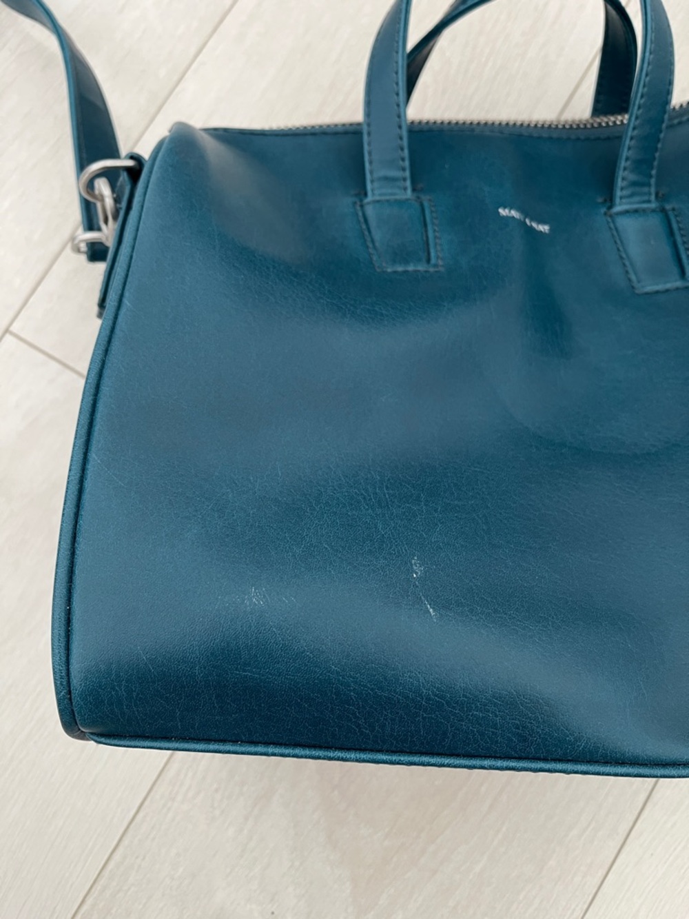 Matt and Nat Teal Vegan Handbag/Crossbody bowling bag - Picture 5 of 6